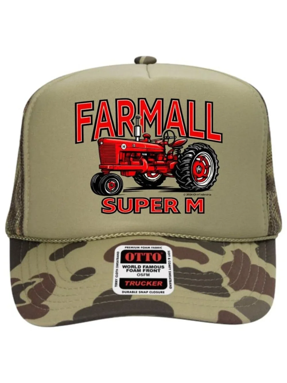 Retro Farmall Super M Tractor Foam Trucker Hat Green White Snapback Cap New Farm